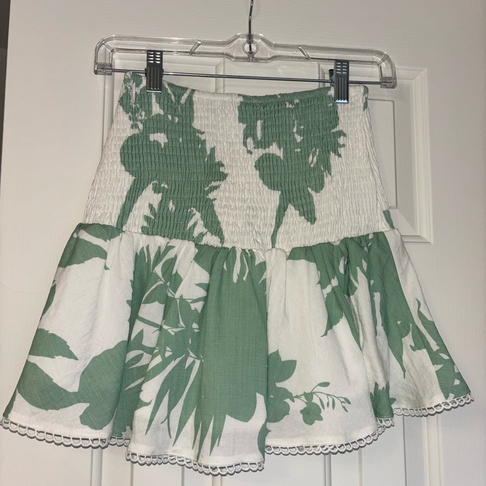 Sage green and white miniskirt